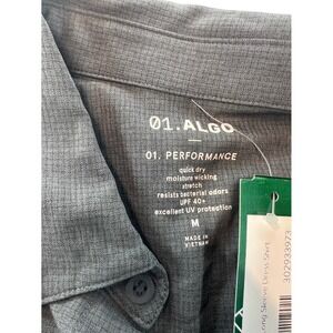 01. Algo Performance Mens Dress‎ Shirt Gray Quick Dry Moisture Wicking Stretch M